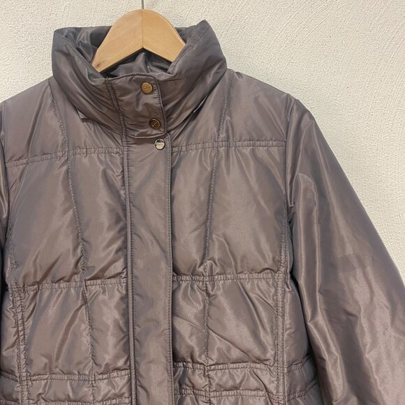 Number Nine Puffer Down Coat Jacket Gray Long Sleeve Stand-up Collar Women Large - Picture 3 of 10